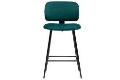 Miliboo Barhocker aus petrolblauem Samtstoff und schwarzem Metall H 70 cm (2er-Set) ATRIUM* Barhocker