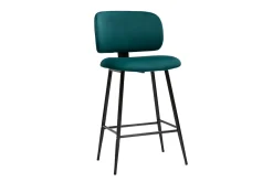 Miliboo Barhocker aus petrolblauem Samtstoff und schwarzem Metall H 70 cm (2er-Set) ATRIUM* Barhocker