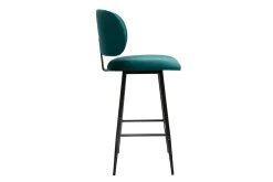 Miliboo Barhocker aus petrolblauem Samtstoff und schwarzem Metall H 70 cm (2er-Set) ATRIUM* Barhocker