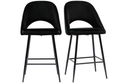 Miliboo Barhocker aus schwarzem Samt und Metall H65 cm (2er-Set) COSETTE* Barhocker