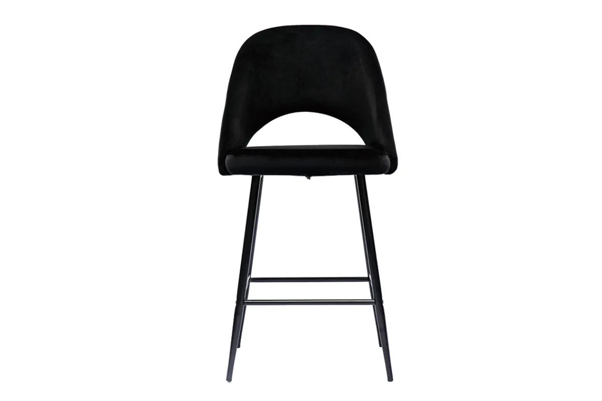 Miliboo Barhocker aus schwarzem Samt und Metall H65 cm (2er-Set) COSETTE* Barhocker