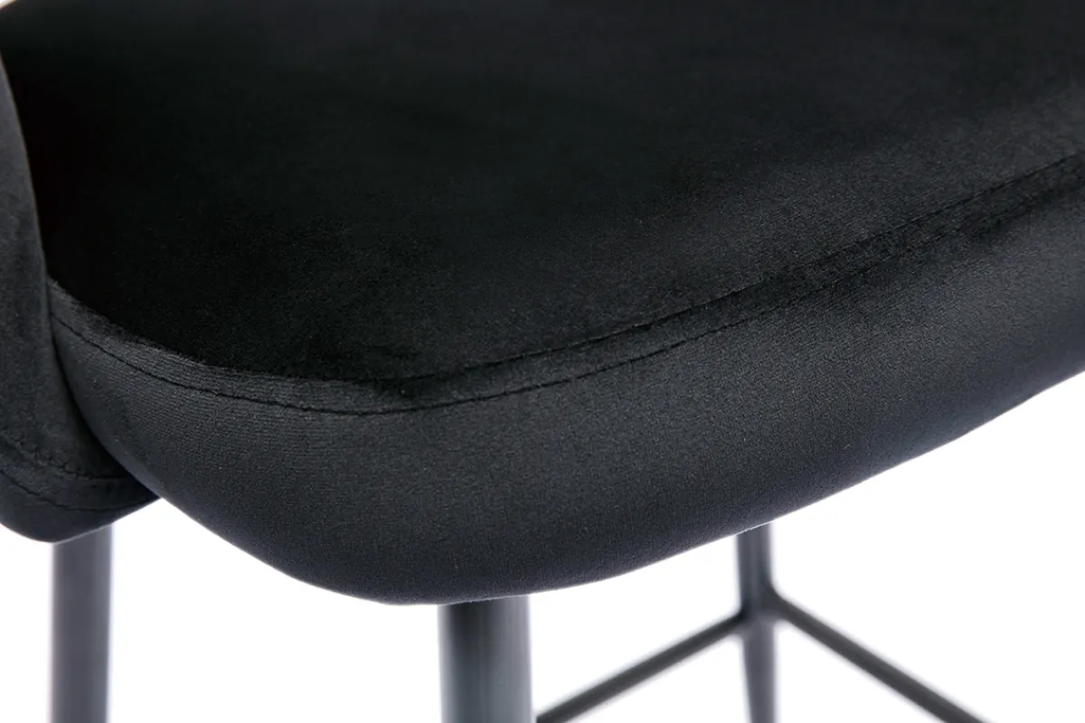 Miliboo Barhocker aus schwarzem Samt und Metall H65 cm (2er-Set) COSETTE* Barhocker