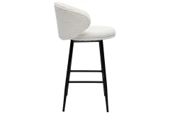 Miliboo Barhocker aus Stoff mit Bouclé-Wolleffekt in Ecru und schwarzem Metall (2er-Set) ROSALIE* Barhocker