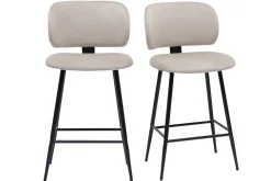 Miliboo Barhocker aus taupefarbenem Samtstoff und schwarzem Metall H70 cm (2er-Set) ATRIUM* Barhocker
