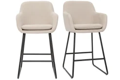 Miliboo Barhocker beiger Stoff mit Samteffekt H65 cm 2er-Set AMIKA* Barhocker