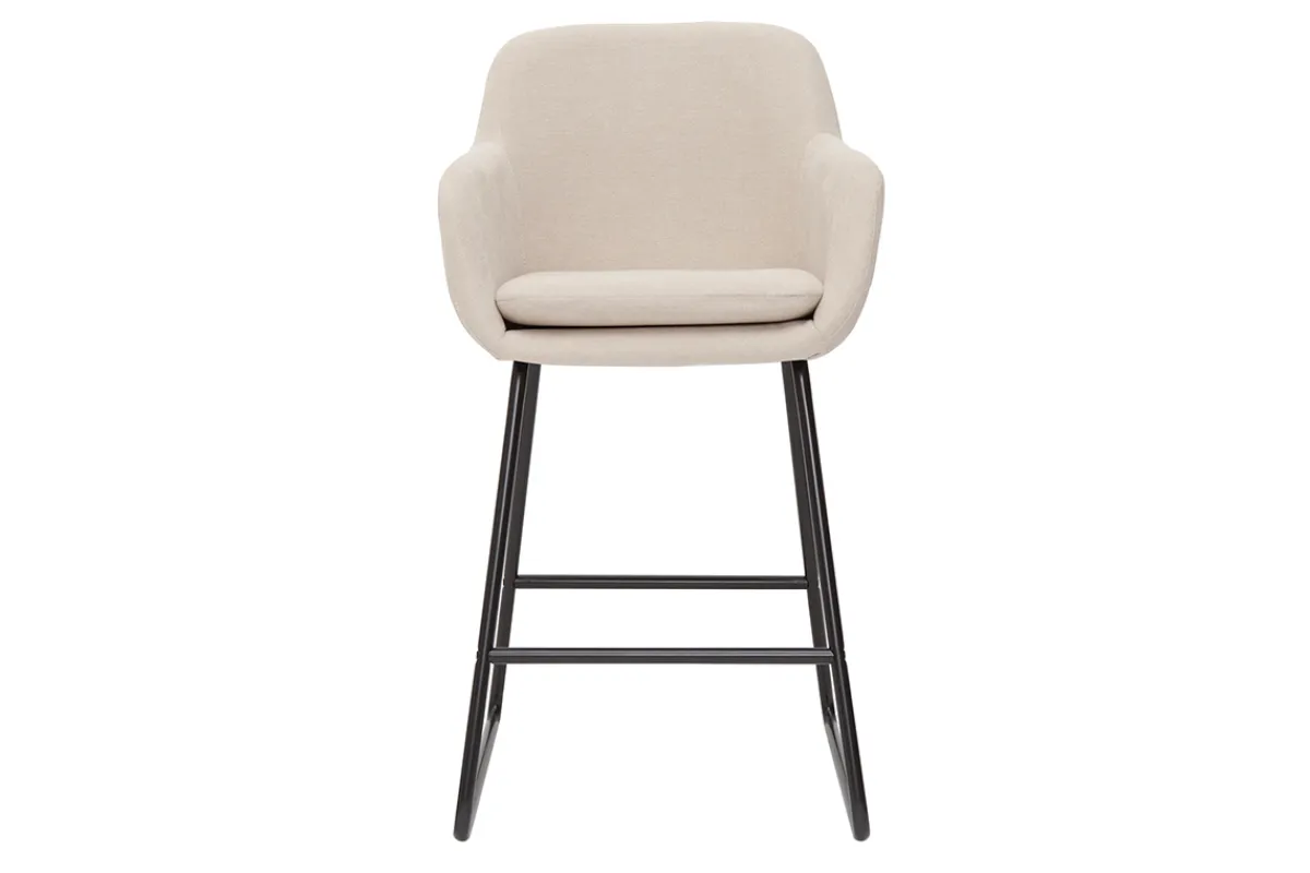 Miliboo Barhocker beiger Stoff mit Samteffekt H65 cm 2er-Set AMIKA* Barhocker