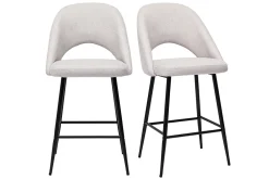 Miliboo Barhocker beiger Stoff mit Samteffekt H65cm (2er-Set) COSETTE* Barhocker