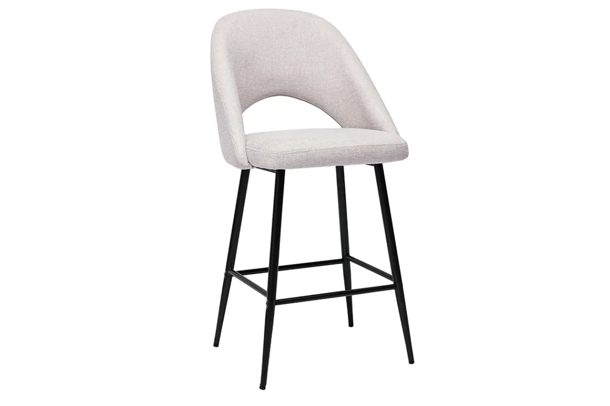 Miliboo Barhocker beiger Stoff mit Samteffekt H65cm (2er-Set) COSETTE* Barhocker