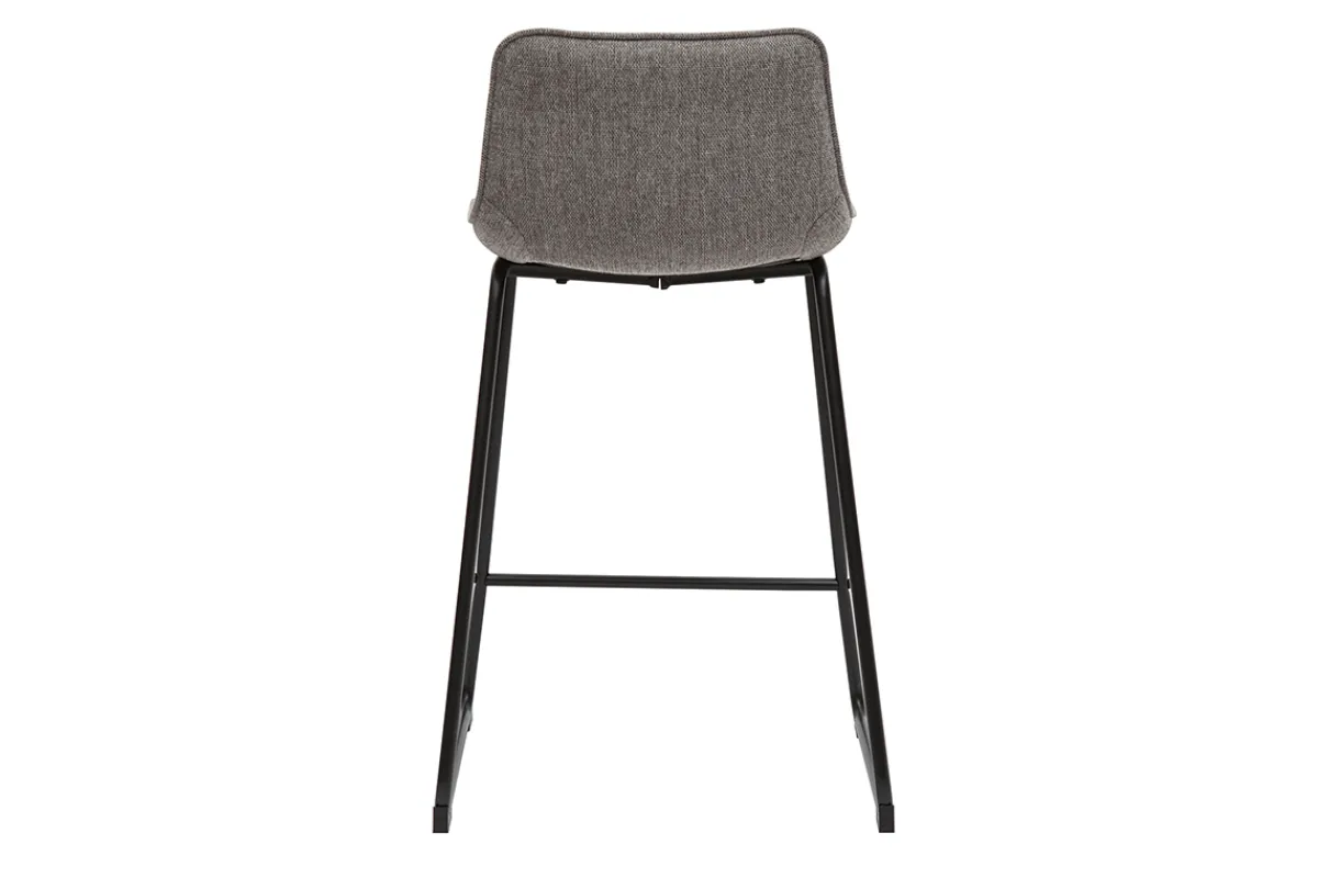 Miliboo Barhocker grauer Stoff mit Samteffekt und Metall H65 cm (2er-Set) BOOST* Barhocker