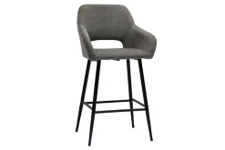 Miliboo Barhocker grauer Stoff mit Samteffekt und Metall H65 cm (2er-Set) LAURETTE* Barhocker