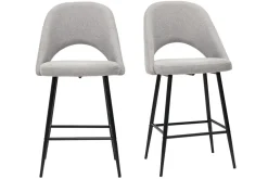 Miliboo Barhocker grauer Stoff mit Samteffekt H65cm (2er-Set) COSETTE* Barhocker