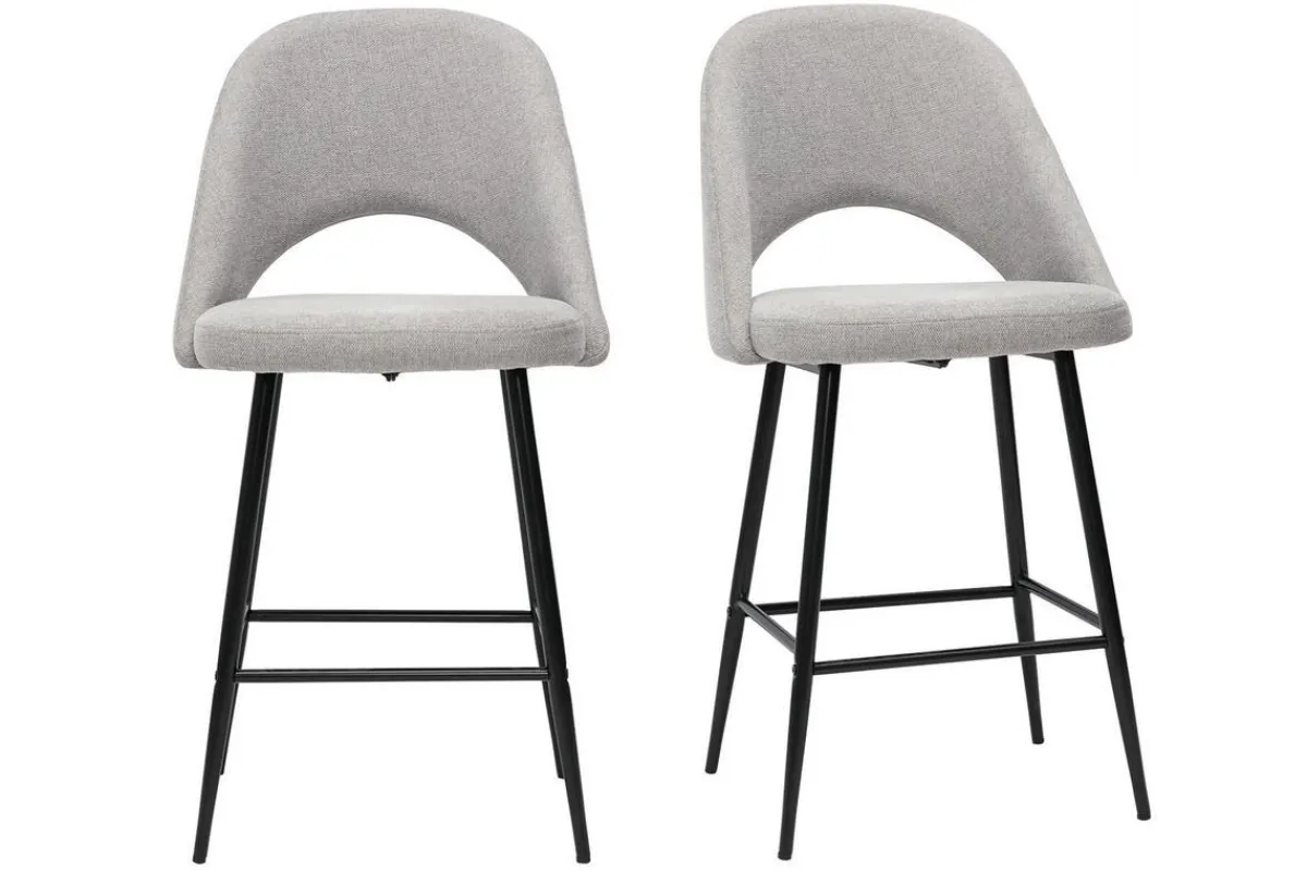 Miliboo Barhocker grauer Stoff mit Samteffekt H65cm (2er-Set) COSETTE* Barhocker