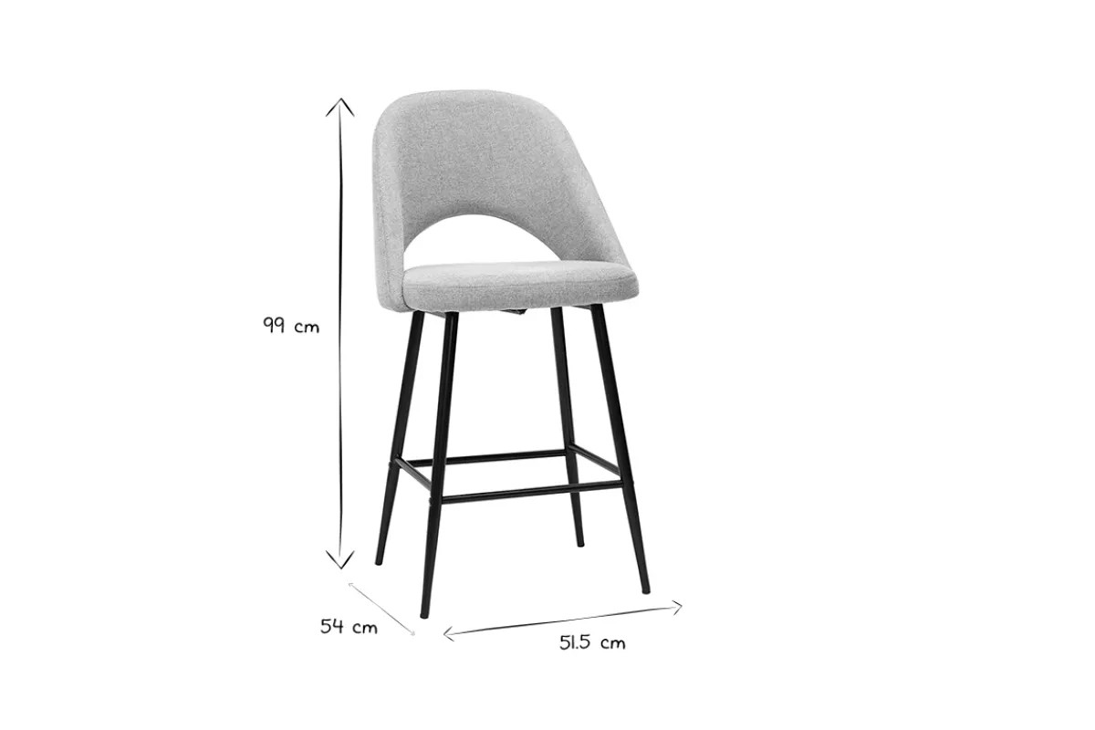 Miliboo Barhocker grauer Stoff mit Samteffekt H65cm (2er-Set) COSETTE* Barhocker