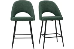 Miliboo Barhocker grüner Stoff mit Samteffekt H65cm (2er-Set) COSETTE* Barhocker
