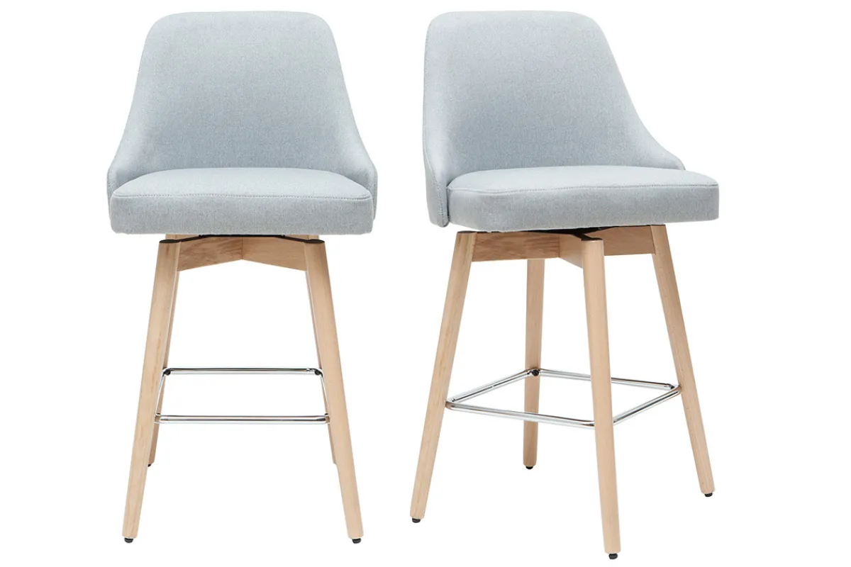 Miliboo Barhocker HASTA skandinavisches Design hellgrauer Bezug H65 cm (2er-Set)* Barhocker