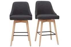 Miliboo Barhocker HASTA skandinavisches Design dunkelgrauer Bezug H65 cm (2er-Set)* Barhocker