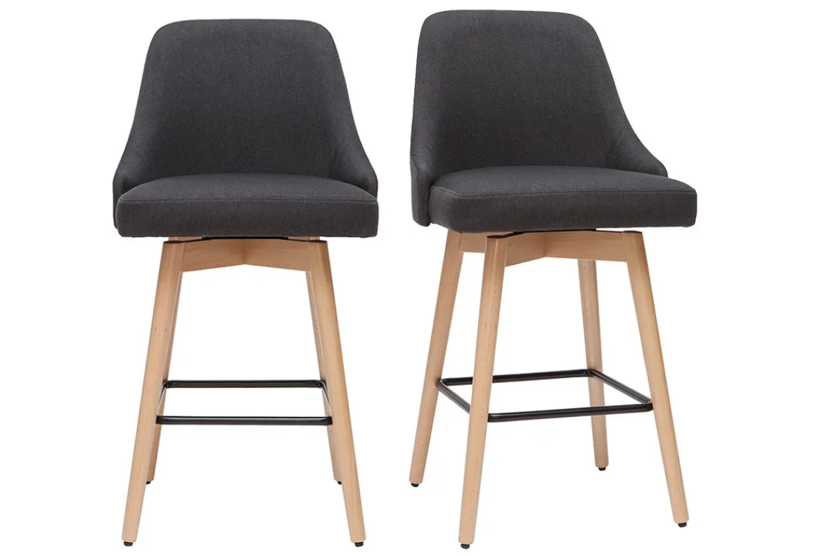 Miliboo Barhocker HASTA skandinavisches Design dunkelgrauer Bezug H65 cm (2er-Set)* Barhocker