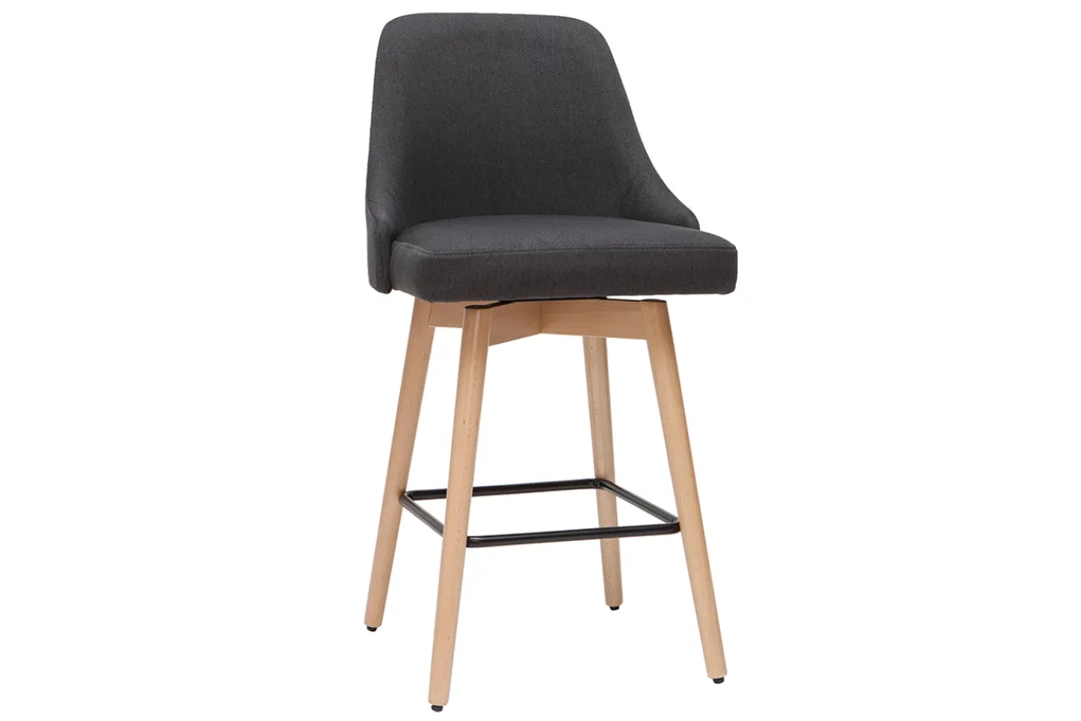 Miliboo Barhocker HASTA skandinavisches Design dunkelgrauer Bezug H65 cm (2er-Set)* Barhocker