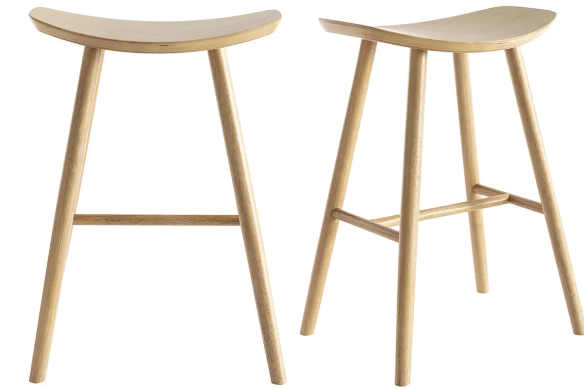Miliboo Barhocker helles Holz H65 cm (2er-Set) DEMORY* Barhocker