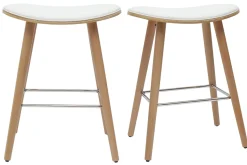 Miliboo Barhocker helles Holz PU weiß 65 cm (2er-Set) MEADOW* Barhocker
