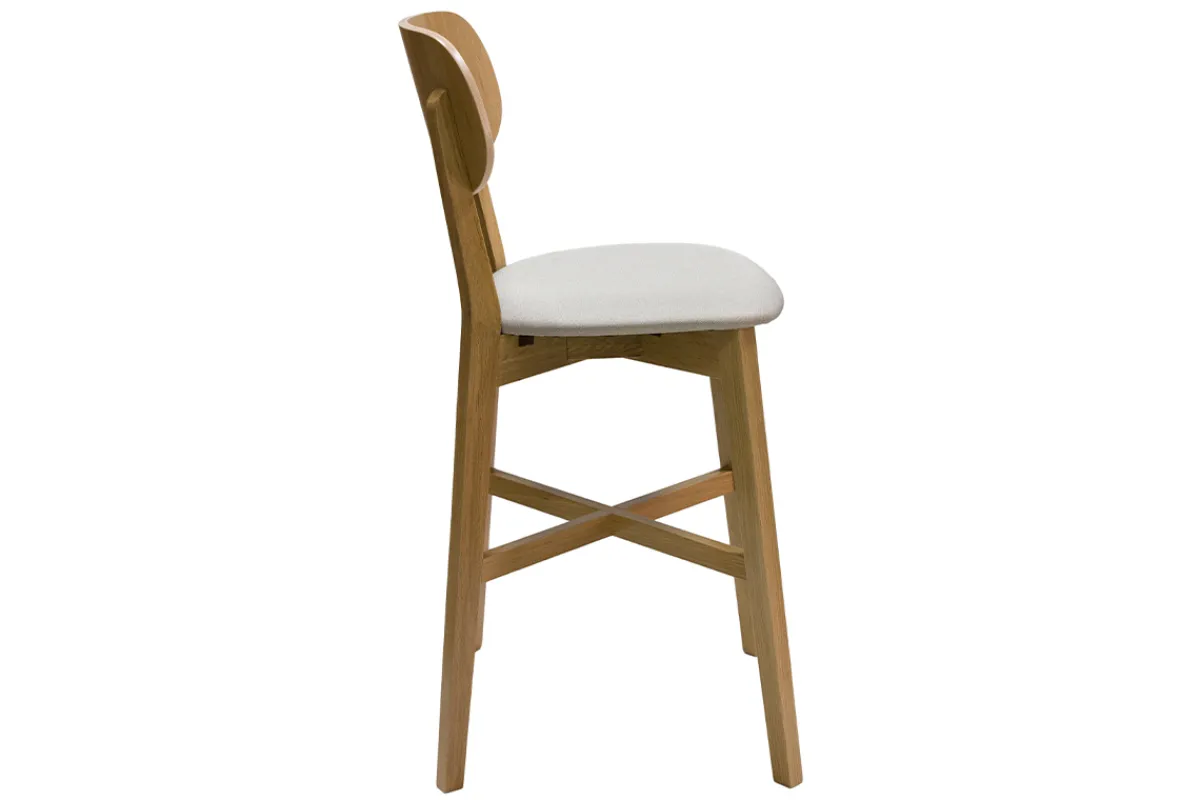 Miliboo Barhocker helles Holz und beiger Stoff H65 cm (2er-Set) LUCIA* Barhocker