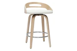 Miliboo Barhocker helles Holz und weißes Polyurethan 65 cm 2er-Set MANO* Barhocker