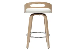 Miliboo Barhocker helles Holz und weißes Polyurethan 65 cm 2er-Set MANO* Barhocker