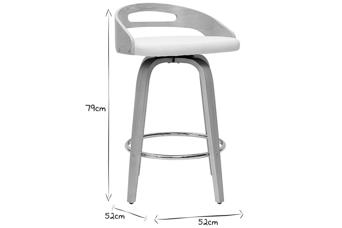 Miliboo Barhocker helles Holz und weißes Polyurethan 65 cm 2er-Set MANO* Barhocker