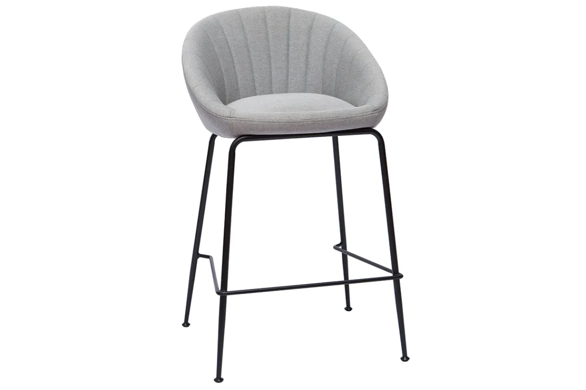 Miliboo Barhocker hellgrauer Stoff 65cm (2er Set) SHERU* Barhocker