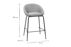 Miliboo Barhocker hellgrauer Stoff 65cm (2er Set) SHERU* Barhocker