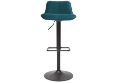Miliboo Barhocker höhenverstellbar und um 360° drehbar aus petrolblauem Stoff mit Samteffekt und schwarzem Metall (2er-Set) BOOST* Barhocker