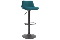 Miliboo Barhocker höhenverstellbar und um 360° drehbar aus petrolblauem Stoff mit Samteffekt und schwarzem Metall (2er-Set) BOOST* Barhocker