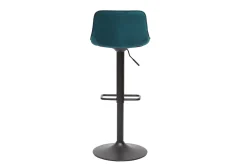 Miliboo Barhocker höhenverstellbar und um 360° drehbar aus petrolblauem Stoff mit Samteffekt und schwarzem Metall (2er-Set) BOOST* Barhocker