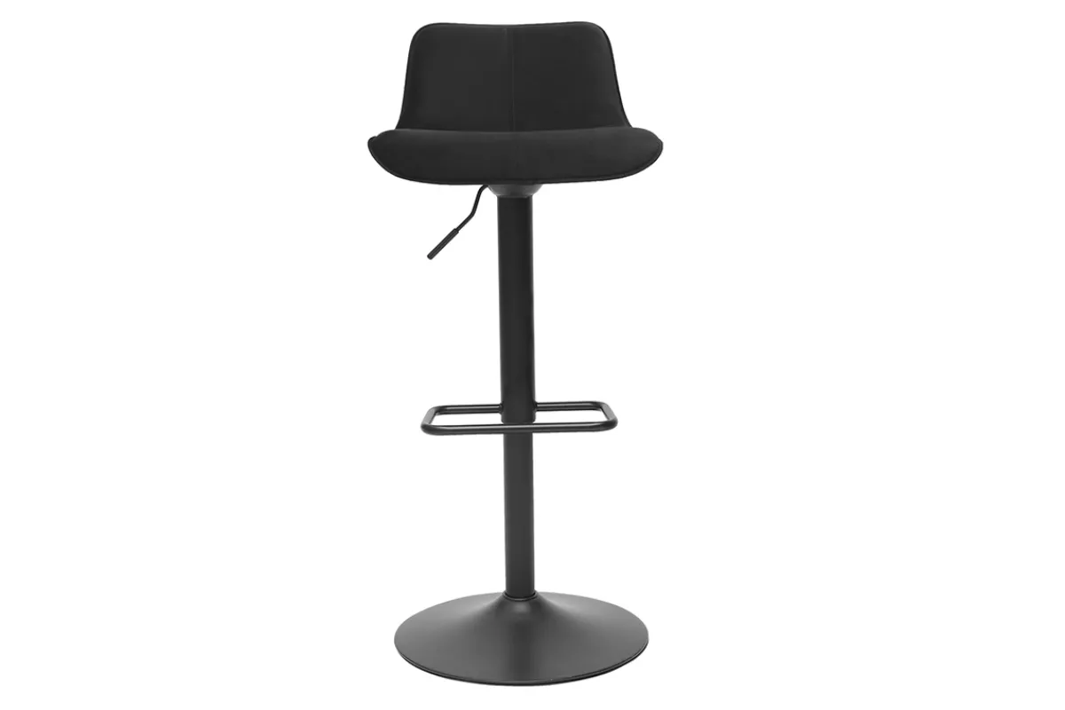 Miliboo Barhocker höhenverstellbar und um 360° drehbar aus schwarzem Stoff mit Samteffekt und Metall (2er-Set) BOOST* Barhocker