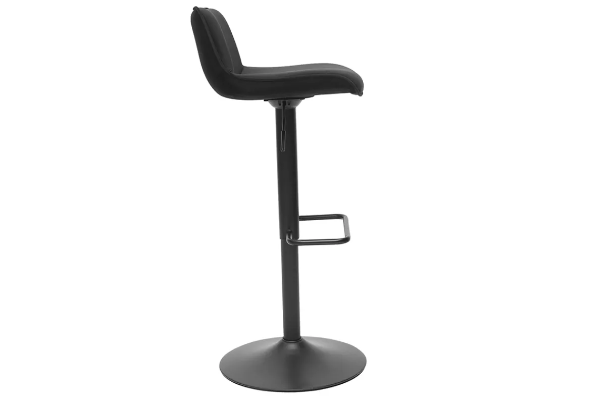 Miliboo Barhocker höhenverstellbar und um 360° drehbar aus schwarzem Stoff mit Samteffekt und Metall (2er-Set) BOOST* Barhocker