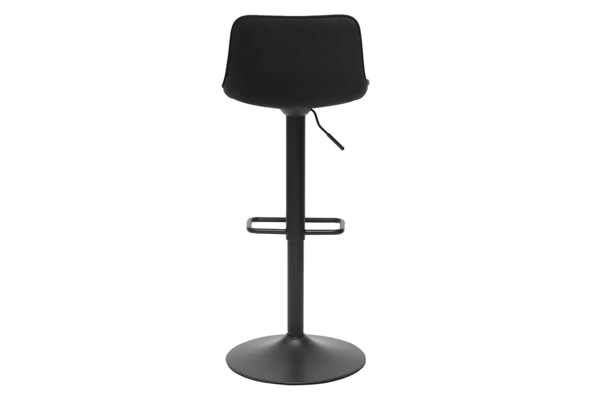 Miliboo Barhocker höhenverstellbar und um 360° drehbar aus schwarzem Stoff mit Samteffekt und Metall (2er-Set) BOOST* Barhocker