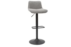 Miliboo Barhocker höhenverstellbar und um 360° drehbar aus Stoff mit strukturiertem Samteffekt in Grau und Metall (2er-Set) BOOST* Barhocker
