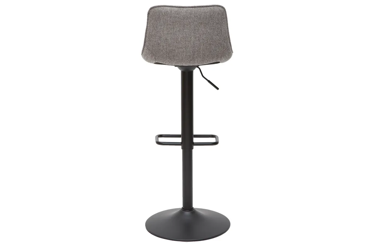 Miliboo Barhocker höhenverstellbar und um 360° drehbar aus Stoff mit strukturiertem Samteffekt in Grau und Metall (2er-Set) BOOST* Barhocker