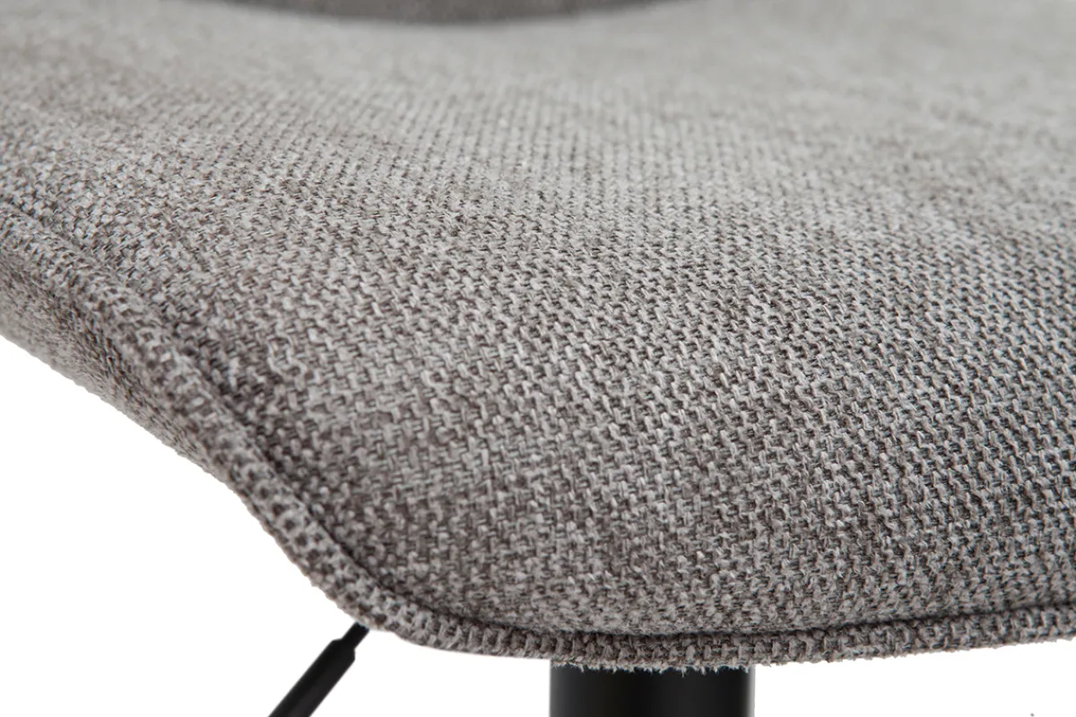 Miliboo Barhocker höhenverstellbar und um 360° drehbar aus Stoff mit strukturiertem Samteffekt in Grau und Metall (2er-Set) BOOST* Barhocker