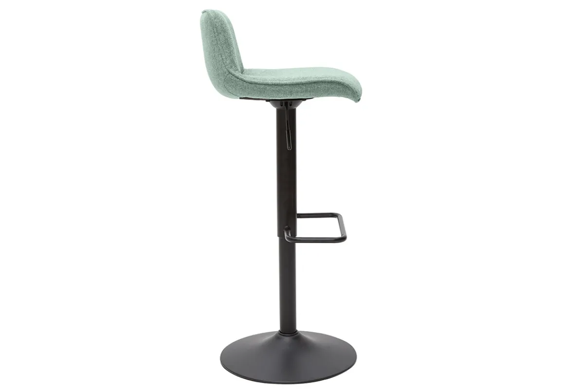 Miliboo Barhocker höhenverstellbar Stoff mit strukturiertem Samteffekt in Blassgrün und Metall (2er-Set) BOOST* Barhocker