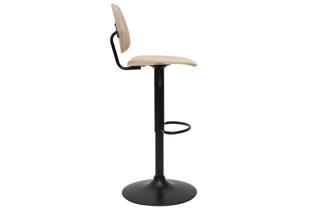 Miliboo Barhocker höhenverstellbar helles Holz mit schwarzem Metall CLASH* Barhocker