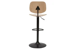 Miliboo Barhocker höhenverstellbar helles Holz mit schwarzem Metall CLASH* Barhocker