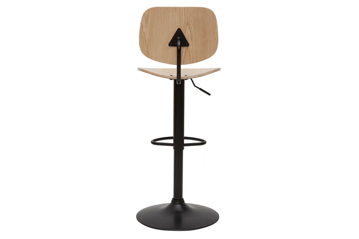 Miliboo Barhocker höhenverstellbar helles Holz mit schwarzem Metall CLASH* Barhocker