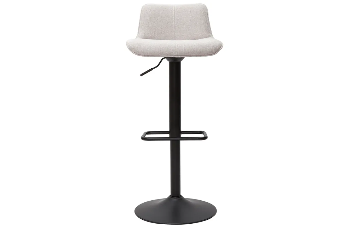 Miliboo Barhocker höhenverstellbar und um 360° drehbar aus Stoff mit strukturiertem Samteffekt in Beige und Metall (2er-Set) BOOST* Barhocker