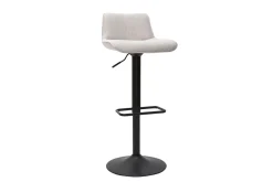 Miliboo Barhocker höhenverstellbar und um 360° drehbar aus Stoff mit strukturiertem Samteffekt in Beige und Metall (2er-Set) BOOST* Barhocker