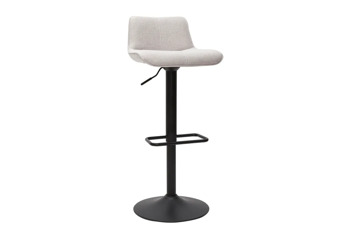Miliboo Barhocker höhenverstellbar und um 360° drehbar aus Stoff mit strukturiertem Samteffekt in Beige und Metall (2er-Set) BOOST* Barhocker
