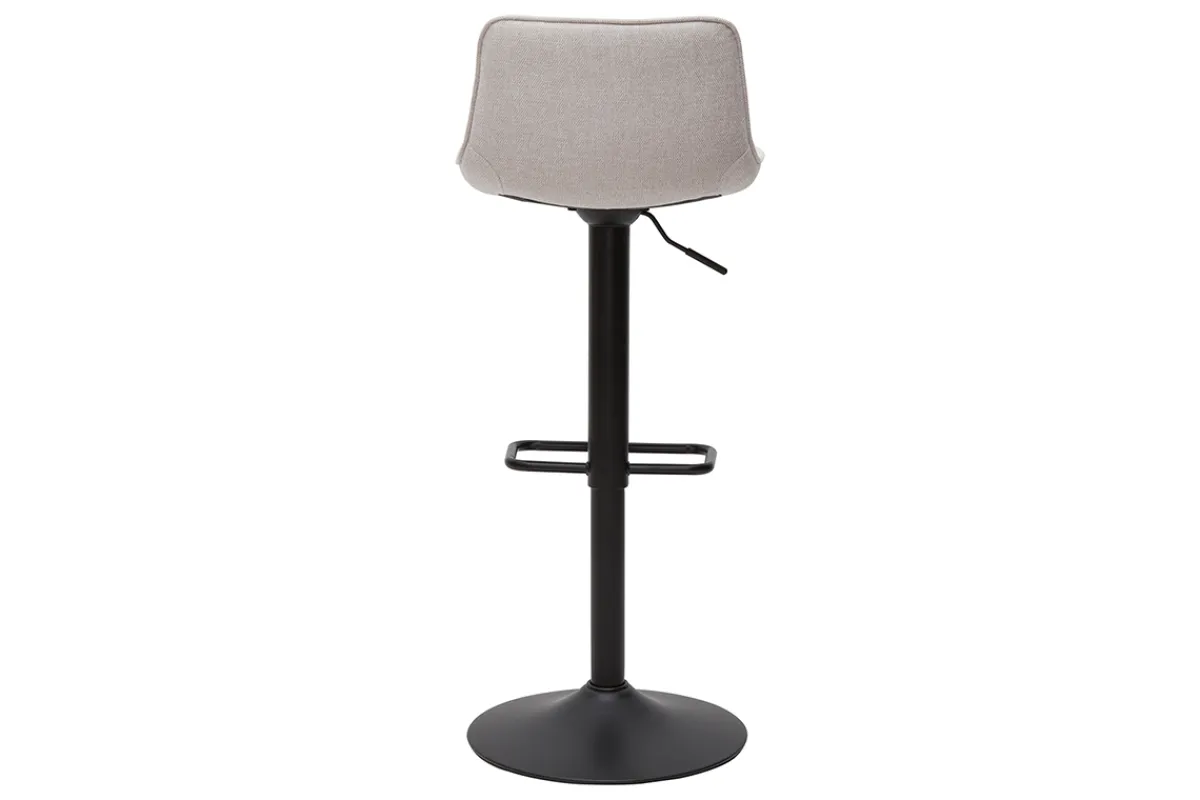 Miliboo Barhocker höhenverstellbar und um 360° drehbar aus Stoff mit strukturiertem Samteffekt in Beige und Metall (2er-Set) BOOST* Barhocker