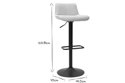 Miliboo Barhocker höhenverstellbar und um 360° drehbar aus Stoff mit strukturiertem Samteffekt in Beige und Metall (2er-Set) BOOST* Barhocker