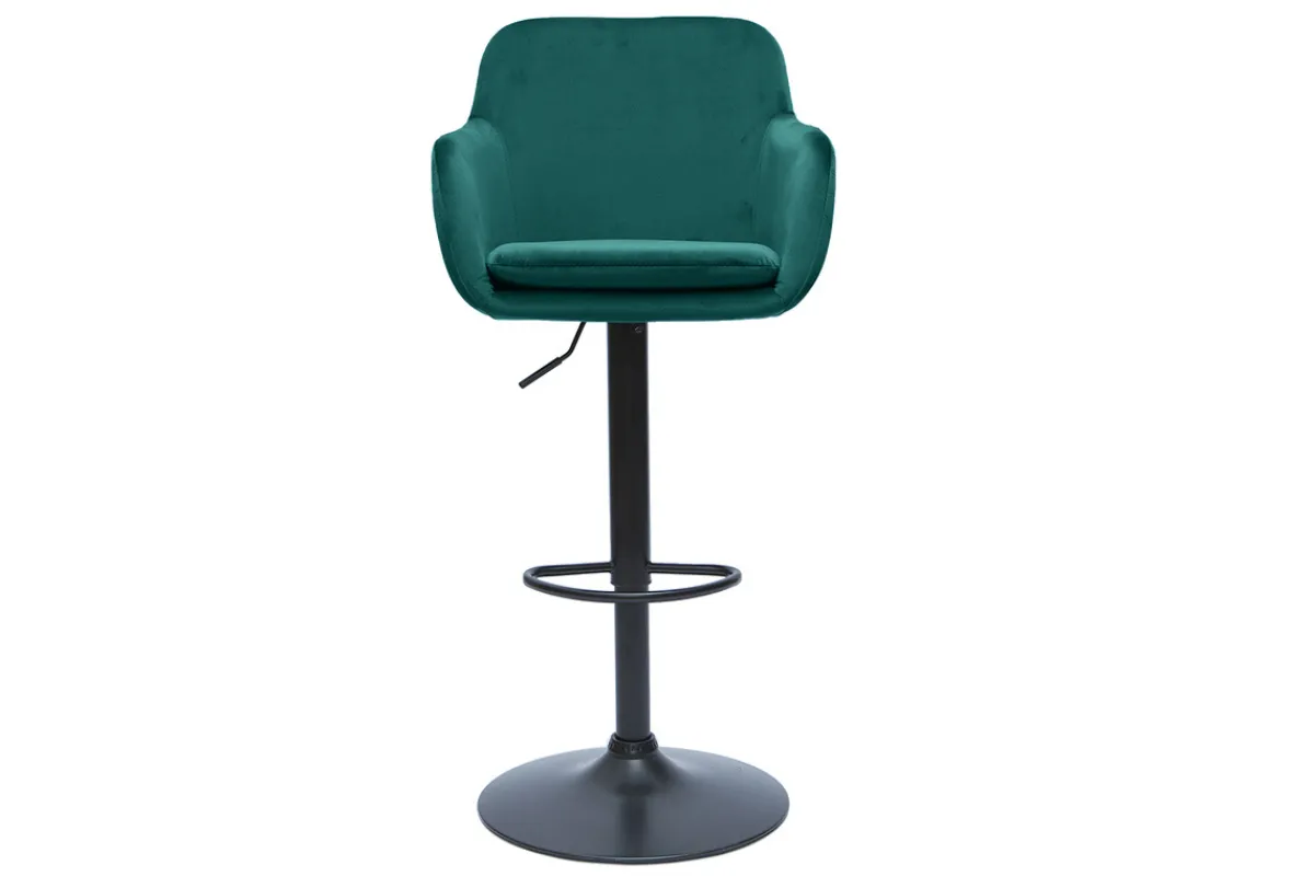Miliboo Barhocker höhenverstellbar aus petrolblauem Samt und schwarzem Metall (2er-Set) AMIKA* Barhocker