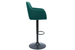 Miliboo Barhocker höhenverstellbar aus petrolblauem Samt und schwarzem Metall (2er-Set) AMIKA* Barhocker